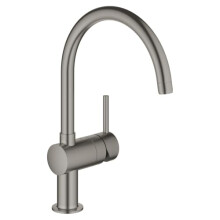 GROHE Minta single lever sink mixer, DN 15, 32917, C-spout, colour: hard graphite brushed - 32917AL0
