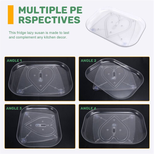 2X 360 Rotating Lazy Susans for Refrigerator Rectangular Fridge Organizer Cabinet Tray Refrigerator Organizers