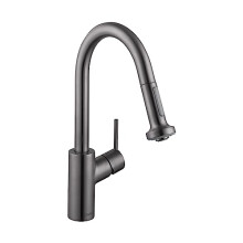 hansgrohe Talis S² Black Bar Kitchen Faucet, Kitchen Faucets with Pull Down Sprayer, Faucet for Kitchen Sink, Magnetic Docking Spray Head, Brushed