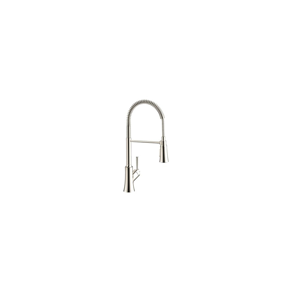 Hansgrohe Joleena Brushed Nickel Commercial Kitchen Faucet, Kitchen Faucets With Pull Down Sprayer, Faucet For Kitchen Sink, Polished Nickel 04792830