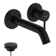Hansgrohe 73350670 Tecturis S Single Lever Basin Mixer for Concealed Installation Wall-Mounted EcoSmart+ with spout 16,5 cm, matt Black, Discharge