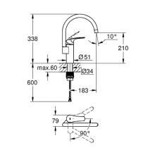Grohe Eurosmart Kitchen Sink Mixer Tap with High Swivel Spout Chrome