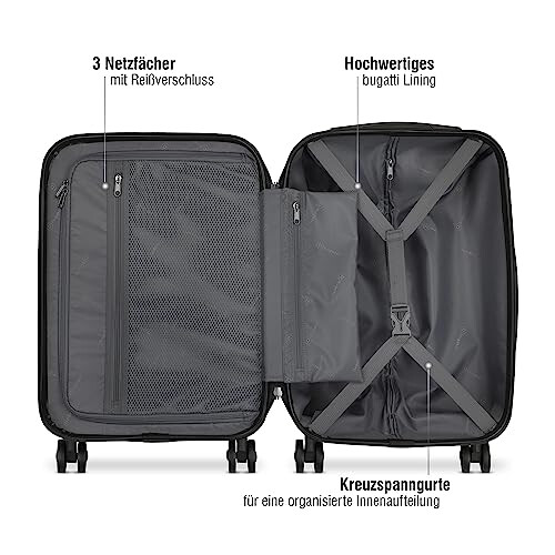 Bugatti Lima 4-Wheel Hard Case (S,M,L) and Suitcase Set with TSA Combination Lock, bronze, S, Suitcase 2