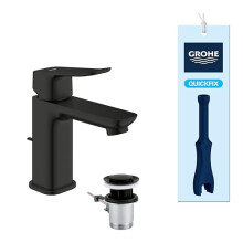 GROHE Dice Single Lever Basin Mixer Tap with Pop-Up Waste Set (S-Size 152 mm, 28 mm Ceramic Cartridge, Water Saving, Tails 3/8 Inch, Easy to Fit with