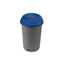 Addis Open 50 Litre Recycling Office Commercial Business Utility Waste Bin, Colour Coded Blue lid with Metallic Base, 519039AMP, Blue & Metallic Grey