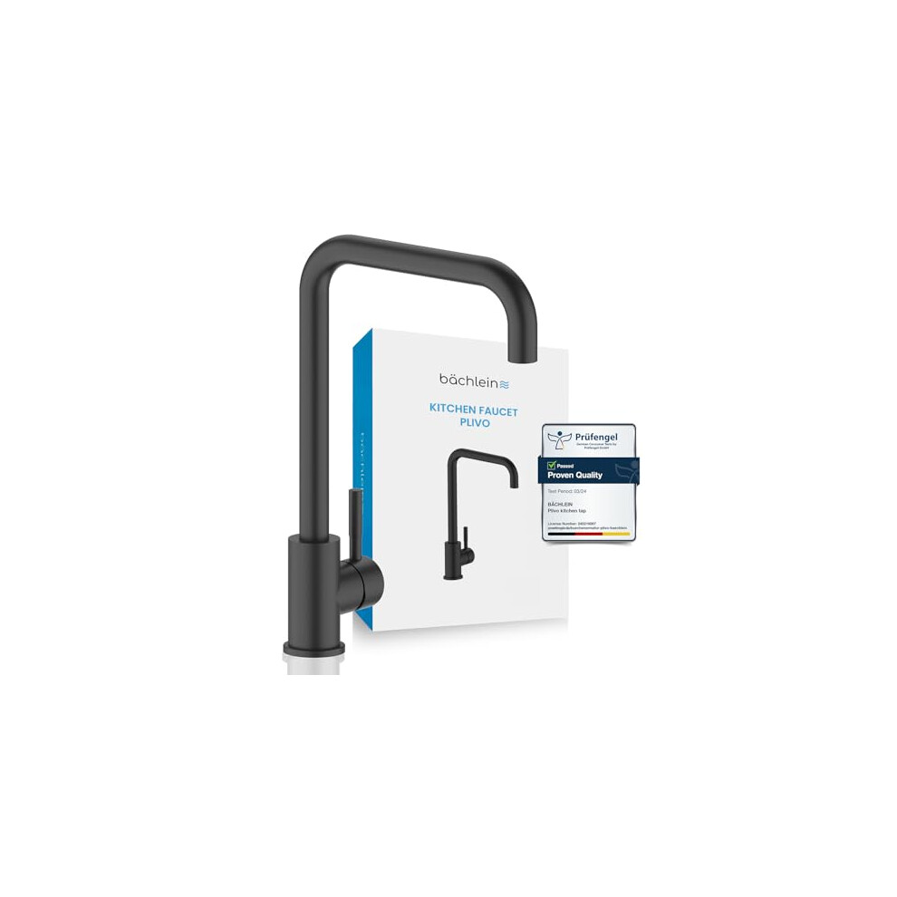 Bã¤Chlein Kitchen Mixer 360 Degree Swivel (Matt Black) - One-Hand Sink Mixer Made Of Stainless Steel With 360 Swivel Spout, Water Tap For The 4744999671389
