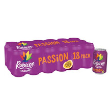 Rubicon Sparkling Fizzy Drink with Real Fruit Juice 330 ml Multipack Cans, Passion, 18 Pack
