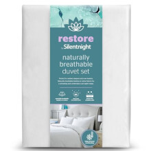 Silentnight Restore Breathable Duvet Set Double - Luxurious Bamboo and Cotton Blend White Duvet Cover Set for Night Sweats and Hot Nights - Double -