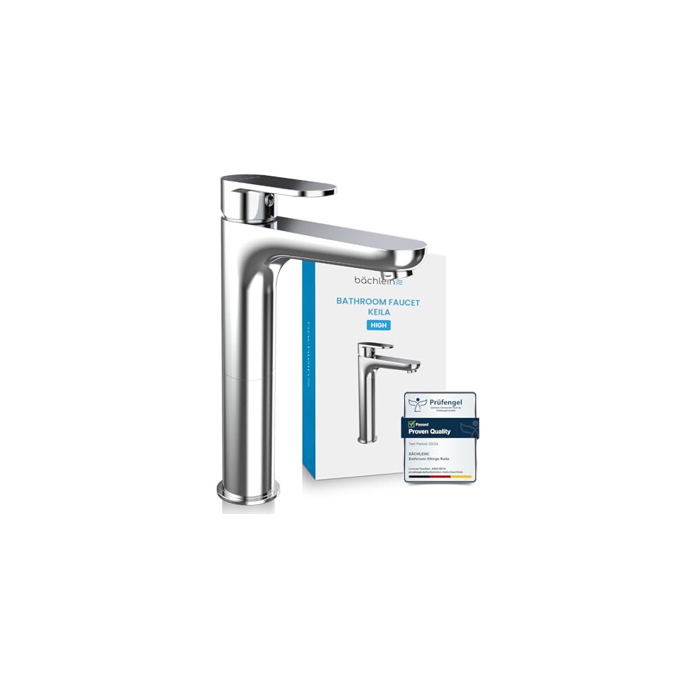Bã¤Chlein High Tap For The Bathroom In Stream Design, Keila, Extra High Single-Lever Mixer With Installation Set For Countertop Washbasin, Chrome 4744999671266