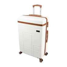 SKYFLITE Koncept Vintage-Style Trolley Case, 77 cm Large Suitcase, 90L Capacity, TSA Lock, 360 Wheels, 3 Colours (Ivory)