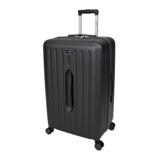 SKYFLITE 67cm Large Trunk Suitcase, Hard Shell ABS Luggage with TSA Lock, 8 Wheels, 63L Capacity, Silver/Charcoal/Navy (Charcoal)