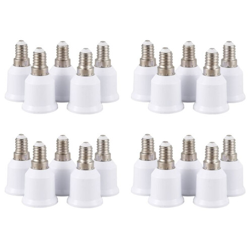 20 Pcs E14, E27 Adapter Base Screw LED Light Bulb Bulb Socket Converter, White
