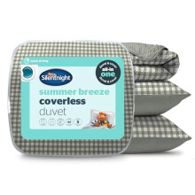 Silentnight Summer Breeze Coverless Duvet - Gingham Print 4.5 Tog Summer Lightweight King Duvet Quilt Reversible - Includes Matching Pillowcase -