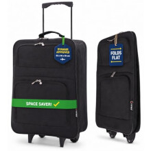 5 Cities Easyjet Ryanair 55x40x20cm Folding Cabin Bag Hand Luggage Carry On Suitcase, 2 Wheels, Black