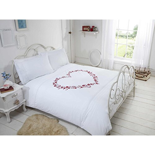 Rapport Heart Duvet Set, White, Super King