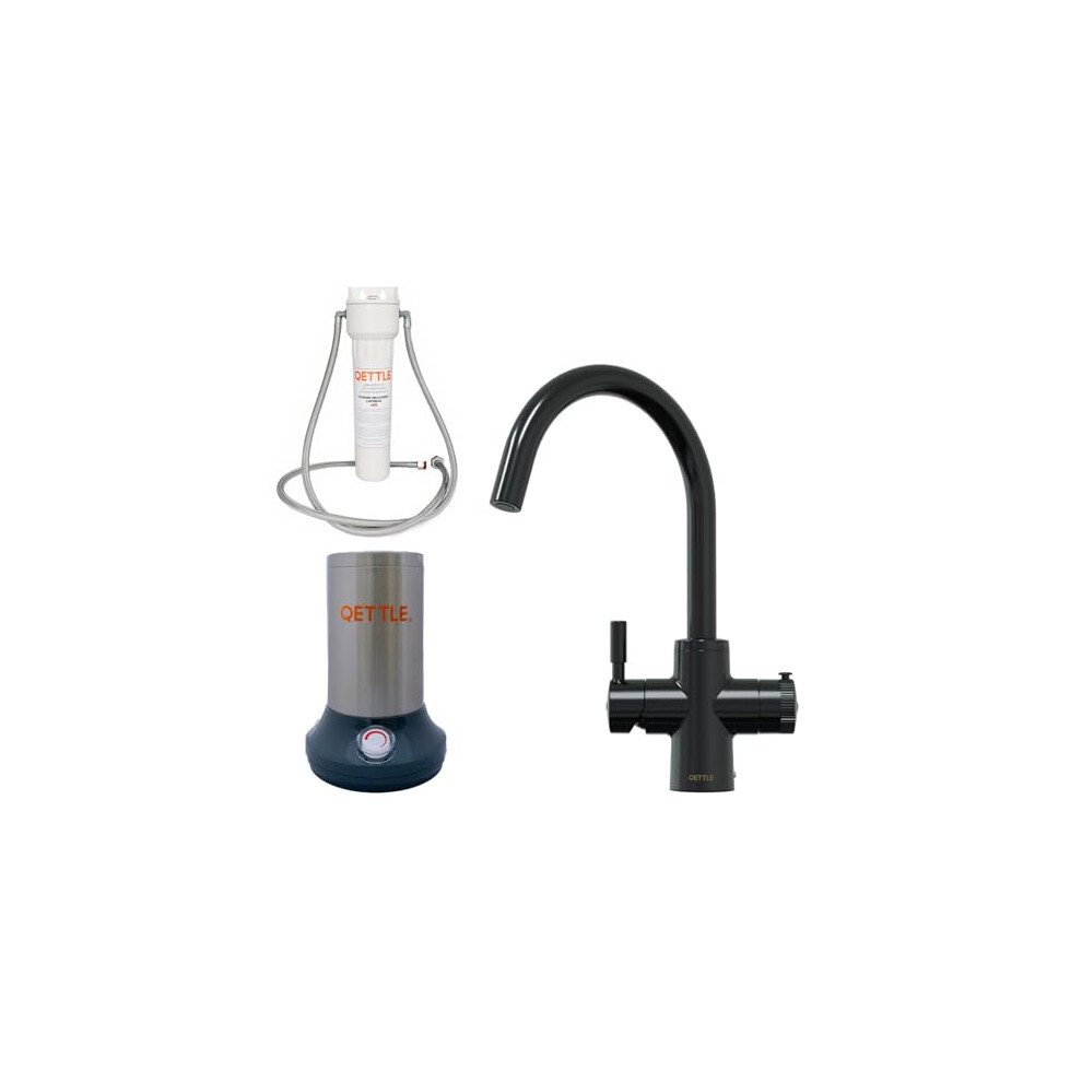 Qettle Original 4-In-1 Instant Boiling Water Tap | True Boiling, Filtered Cold, Mains Hot & Cold (Black, 4 Litre Boiler) 5050720049044