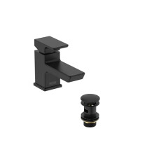Bristan Cobalt Basin Mixer Tap with Clicker Waste Black (COB BAS BLK)