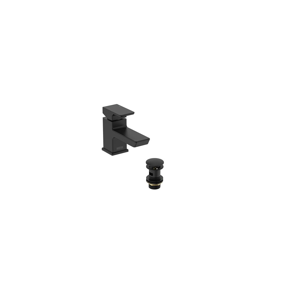 Bristan Cobalt Basin Mixer Tap With Clicker Waste Black (Cob Bas Blk)
