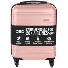A2B Lightweight 55cm Cabin Approved Suitcase - Small Rose Coloured Carry on Luggage, Hard Shell, Hand Luggage for Flights, Jet2, BA, Lufthansa, Virgin