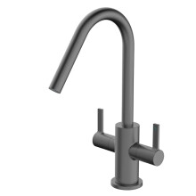 Bristan Cashew Kitchen Tap - Swivel spout, Two Lever EasyFit Gun Metal Kitchen Sink tap, CSH EFSNK GM
