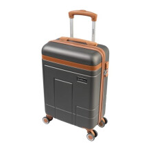 SKYFLITE Koncept Trolley Case, 55 cm, 30L Capacity, Hard Shell Suitcase with TSA Lock, 360 Wheels, Charcoal/Ivory/Blue (Charcoal)