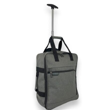 Bordlite EasyJet Approved Cabin Holdall on Wheels, Extendable Handle, Multi Pocket Twill Travel Bag - 45x36x20cm - Grey
