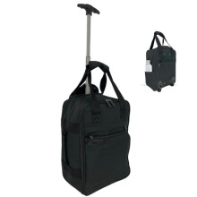 Bordlite RyanAir Approved Cabin Holdall on Wheels, Extendable Handle, Multi Pocket Twill Travel Bag - 40x25x20cm - Black