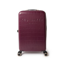 Ted Baker Icon Case Medium Suitcase 68cm Plum Patent Croc Hard Shell 4-Wheel TSA Lock Designer Luggage Travel Bag 77L Lightweight ABS Organised
