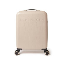 Ted Baker Icon Case 55cm Cabin Suitcase Putty Beige Patent Croc 4 Wheel Lightweight ABS TSA Lock Designer Luggage Travel Bag Organised Interior