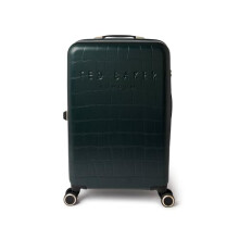 Ted Baker Icon Case Medium Suitcase 68cm Forest Green Patent Croc Hard Shell 4-Wheel TSA Lock Designer Luggage Travel Bag 77L Lightweight ABS