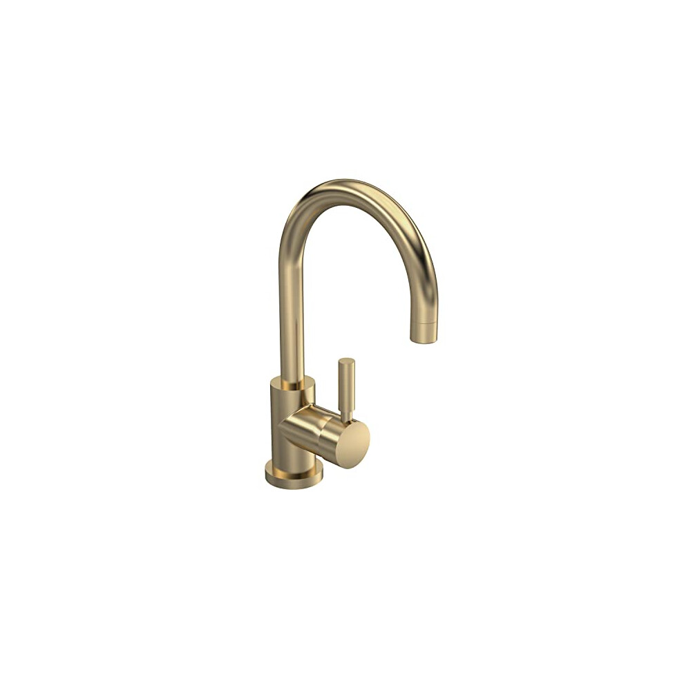 Hudson Reed Pn880 Tec Lever Modern Bathroom Side Action Lever Mono Basin Mixer Tap With Waste, 292Mm, Brushed Brass 5056462659077
