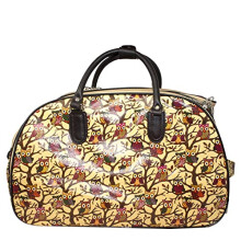 Nawal's Ladies Eye Catching Owl Design Luggage Bag Women Colourful Print Holdall Travel Bag E003 (Yellow)