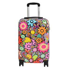 Suitcases Flower Print 4 Wheel Luggage Hard Shell Travel Bags Cabin | 55x36x20cm/ 2.60KG, 34.5L