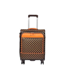 House Of Leather Soft Case 4 Double Wheeled Expandable PVC Luggage Suitcases Bags Nagasaki Brown (Cabin: H: 55 x L: 37 x W: 21 cm, 2.7kg)
