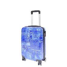 Suitcases 4 Wheel Luggage Hard Shell Travel Bags Blue Jeans Print Paris (Cabin: H: 56 x L: 35 x W: 21 cm)