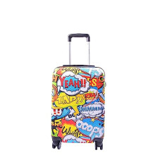 House Of Leather Four Wheels Hard Shell Suitcase Comic Print Travel Luggage Cabin Size Bogota