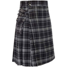 Tartan Kilts with Straps and Large Cargo Pockets-Gray 5XL