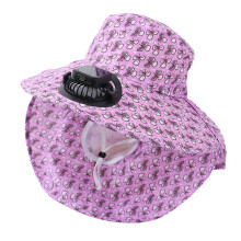 Solar Panel Cooling Fan Hat Sunproof Fishing Hat For-Purple
