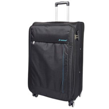 Infinity Leather Lightweight Black Soft Casing Suitcases 8 Wheel Luggage Travel