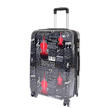 House Of Leather Medium Size Four Wheels Hard Shell Suitcase Classical Music Printed Travel Luggage Bilbao (Medium: H: 66 x L: 42 x W: 24 cm, 3.5kg)