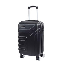 Hard Shell 4 Wheeled Spinner Expandable Luggage Cabin Carry On Europa (Black)