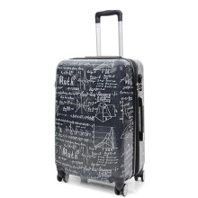 House Of Leather Medium Size Suitcase Maths Print Hard Shell Four Wheel Expandable Luggage