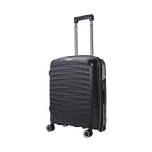 Infinity Leather Black Cabin Suitcase 54 x 40 x 22 cm Classic Hard Shell Luggage Suitable for Easyjet, Ryanair, Jet 2 Paid Carry on
