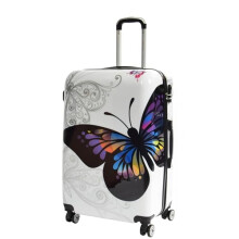 Divergent Retail DR629 Expandable Four Wheel Hard Shell Travel Luggage with Butterfly Print (Large)