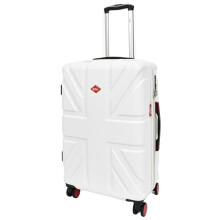 House Of Leather Hard Shell 4 Wheel Spinner Luggage Union Jack Print Suitcases TSA Combination Lock (White, Medium Check in)