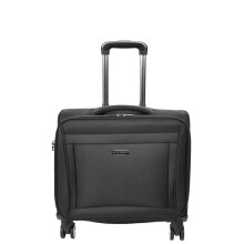 House Of Leather Business Organiser Office Travel Pilot Case 4 Wheeled Trolley Cabin Bag Black Troy