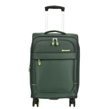 House Of Leather Small Size Soft Suitcase 8 Wheel Spinner Expandable Lightweight Luggage Orion Cabin Bags (Green)