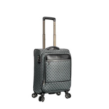 Infinity Leather Grey Cabin Suitcase 55 x 37 x 21 cm Soft Shell Luggage Travel Suitable for Easyjet, Ryanair, Jet 2 Paid Carry on