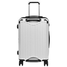 Lightweight Hard Shell Suitcase Four Wheel Expandable Luggage Travel Bags New York (White, Cabin)