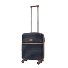 Infinity Leather Navy Robust Cabin Suitcase 56 x 39 x 23 cm Hard Shell Luggage Suitable for Easyjet, Ryanair, Jet 2 Paid Carry on
